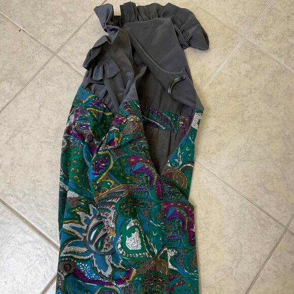 Anthropologie Maeve Grey Ruffle Silk Paisley Sleeveless Dress sz. 0 mixed media - Picture 10 of 10